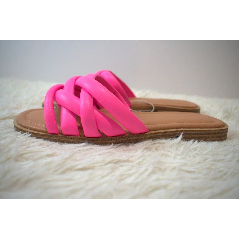 Universal Thread Hot Pink Memory Foam Crisscross Slide Sandals - Women's Size 6